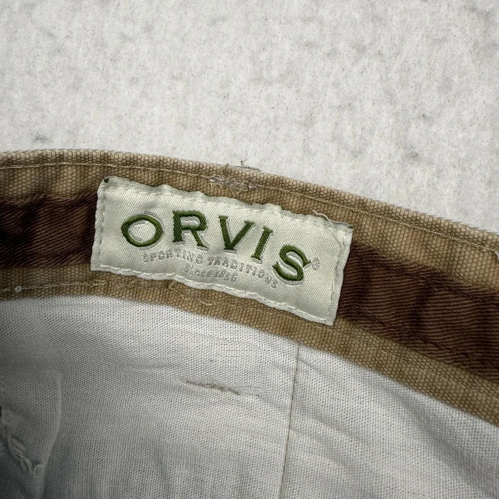 Lot 2 Orvis Pants Mens 40x30 Beige Cotton Canvas Chino Classic Casual Outdoor